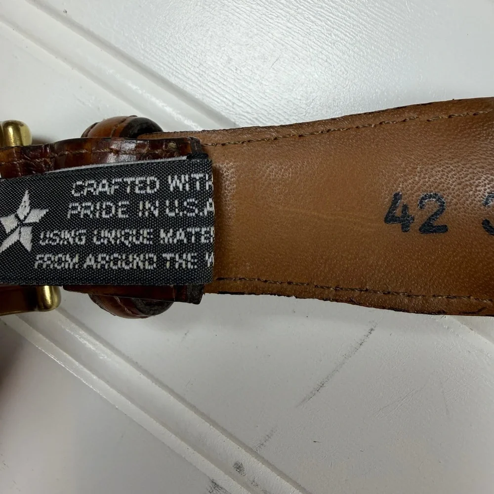 Brighton Vintage Mens 42 Braided Cord Leather Belt Tan Brown Brass 3502 USA